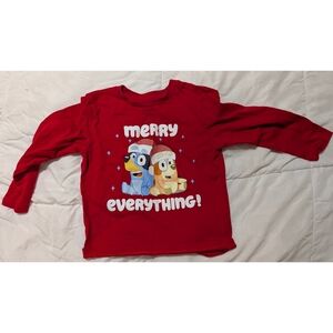Red Toddler Bluey Christmas Shirt 4T